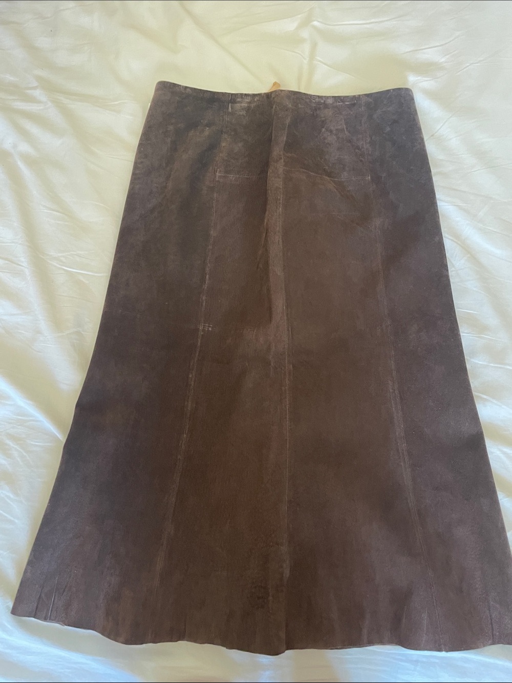 Classic Brown Real Suede A-Line Skirt